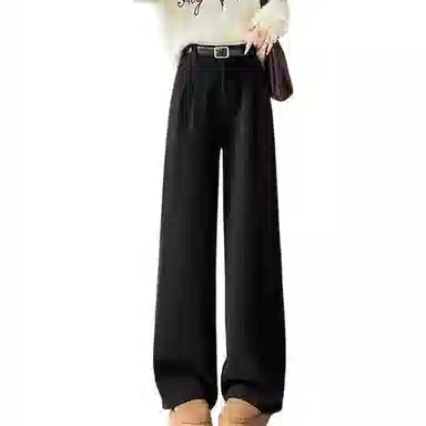 水中花 宽松阔腿裤纯色高腰窄版休闲裤 女款