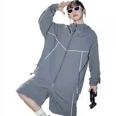 黑恐龙 潮牌户外运动休闲凉感舒适透气宽松百搭休闲防晒服 男女同款