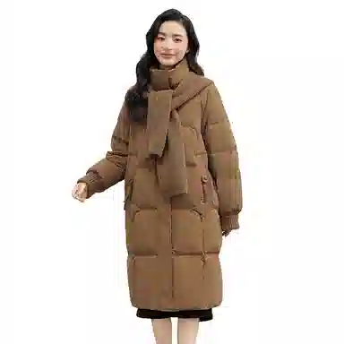 鸭鸭 连帽可拆卸两穿纯色韩版宽松通勤时尚气质百搭甜美校园风羽绒服 女款