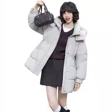 鸭鸭 加厚冬季韩版休闲中长款连帽长袖羽绒服 女款