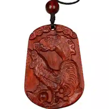 檀欣 国风新中式 本命年 精雕十二生肖属相吊坠红木木雕无事牌挂件平安牌毛衣链吊坠 木质檀香 项链 男女同款情侣款 紫檀属 礼盒装