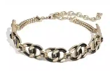 CHANEL Vintage Large Logo Choker Gold Black