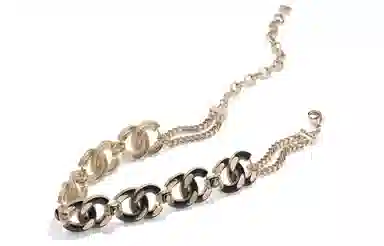 CHANEL Vintage Large Logo Choker Gold Black