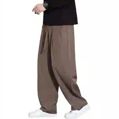 顶峰保罗 冰丝凉感速干宽松阔腿长裤无性别主义潮牌纯色大码薄款透气学生百搭运动直筒休闲裤 男女同款