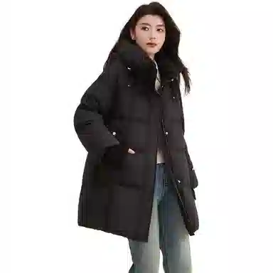 鸭鸭 连帽拉链休闲羽绒服 女