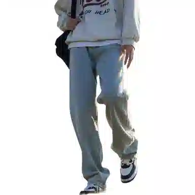 羽浅 港风高街宽松直筒裤水洗做旧复古百搭裤牛仔裤 男女同款