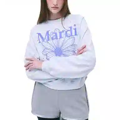 Mardi Mercredi Raglan Flowermardi Stone Embellished Heather Purple