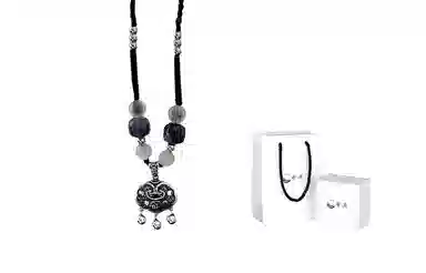 希遇 国潮祥云铃铛平安锁 中国风福锁包吊坠转运珠编织锁骨链可调节 项链 男女同款情侣款