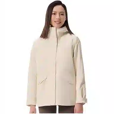 探路者  运动休闲简约纯色  防水防风保暖冲锋衣 女款 米色