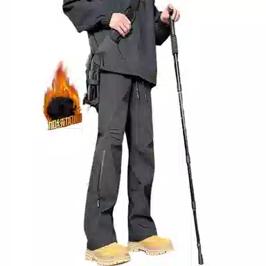 双星八特 纯色中腰松紧宽松直筒休闲裤 男女同款 深灰色