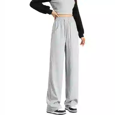 法文箱子 高腰宽松直筒休闲裤 女款