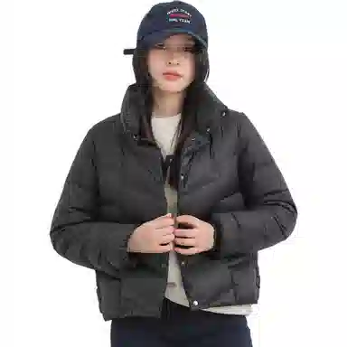 鸭鸭 休闲时尚短款立领防寒保暖外穿羽绒服 女款 黑色