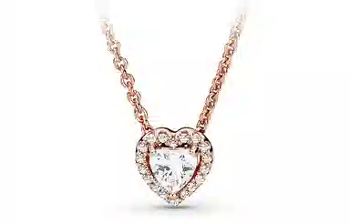 Pandora Shimmering Heart Necklace Rose Gold