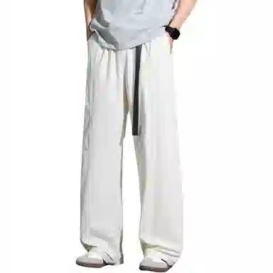 顶峰保罗 冰丝薄款直筒垂感阔腿速干凉感透气运动长裤无性别主义纯色腰带高级感亲肤舒适休闲裤 男女同款