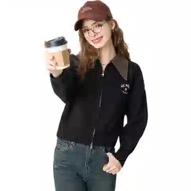 法文箱子 翻领舒适休闲毛衣 女款