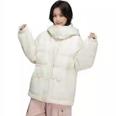 鸭鸭 纯色拉链长袖短款羽绒服 女款