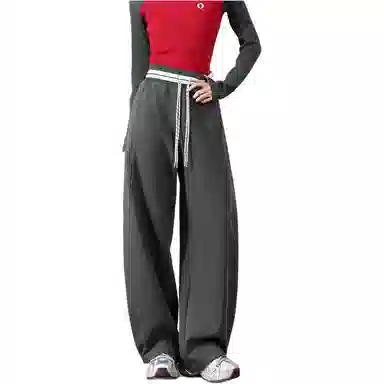 法文箱子 简约高腰宽松休闲裤 女款