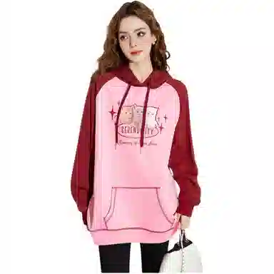 法文箱子 连帽简约套头长袖卫衣 女款