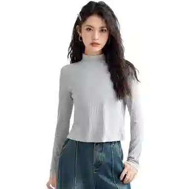 法文箱子 通勤休闲半高领长袖针织衫 女款