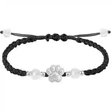 【S999足银】 色菲尔 新中式福字猫爪编织 国风国潮甜美可爱卡通萌趣日常通勤百搭可调节#好运桃花 织物 手绳 男女同款情侣款