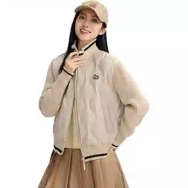 鸭鸭 休闲舒适立领短款长袖羽绒服 女