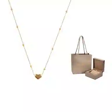 指尖瑰宝 气质珠子爱心吊坠 金色爱心 项链 女款 礼盒