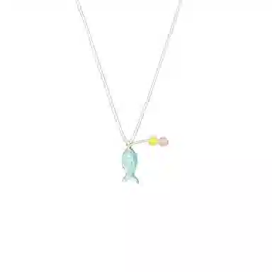 尚先生 清冷感夏日蓝色小鱼串珠小众设计精致时尚气质百搭 亚克力 项链 女款