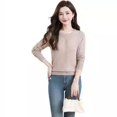 恒源祥 圆领开衫纯色薄款长袖针织衫 女款