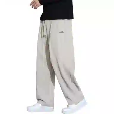 顶峰保罗 冰丝凉感速干宽松阔腿长裤无性别主义潮牌纯色大码薄款透气学生百搭运动直筒休闲裤 男女同款