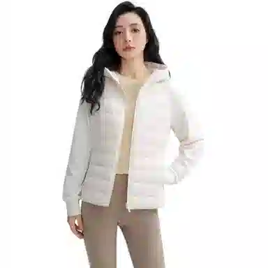 鸭鸭 短款轻薄连帽宽松休闲羽绒服 女款