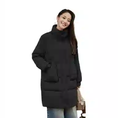 鸭鸭 韩版立领中长款加厚宽松休闲保暖羽绒服 女款