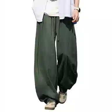 顶峰保罗 无性别主义日系弯刀薄款垂感阔腿长裤加肥加大码灯笼裤宽松直筒裤子亲肤透气时尚百搭休闲裤 男女同款