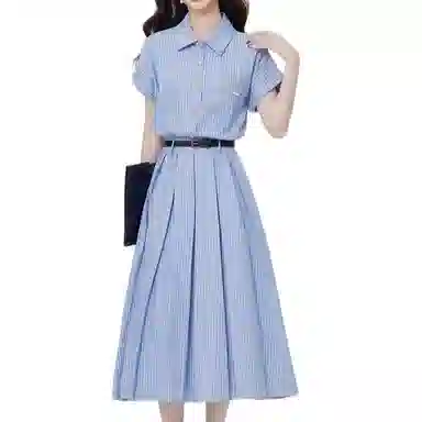 小卷要加油 韩系穿搭时尚短袖连衣裙 女款