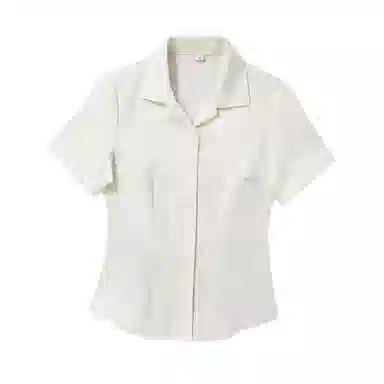 木村叔 纯色修身适中翻领短袖衬衫 女款