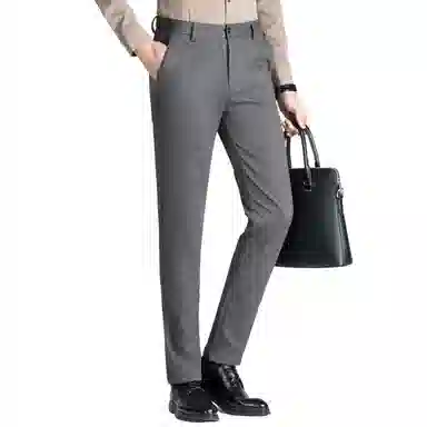 富铤 纯色简约日常通勤百搭中腰宽松直筒西装裤 男款