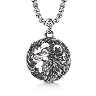 IDEAGEMER Wolf Head Necklace