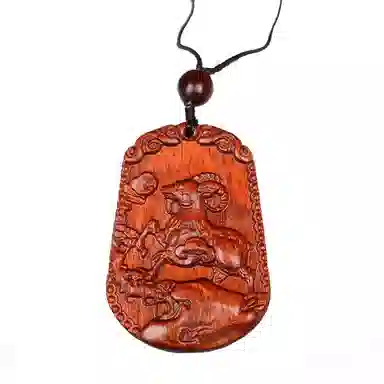工匠一族 手工雕刻十二生肖木质平安无事牌 吉祥纳福#好运 檀木 项链 男女同款情侣款