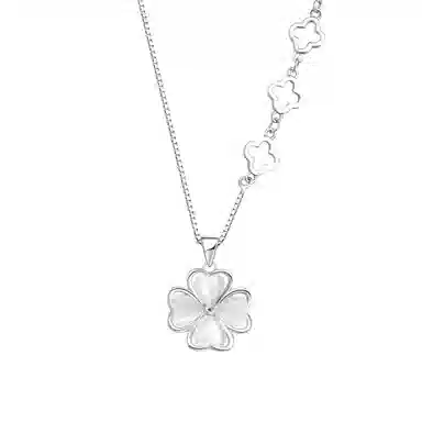 【S999足银纯银 幸运四叶草】 七好美银  精致轻奢时尚优雅小清新 简约小众高级感设计 日常约会通勤百搭锁骨链 琉璃 项链 女款