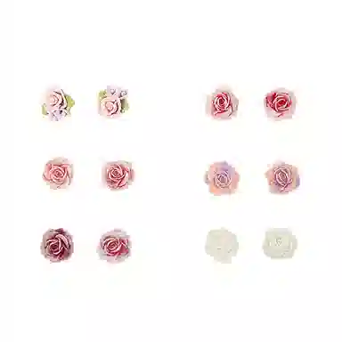 【鲜花】 千桐 甜美清新彩色花朵 小巧精致 不重样 防过敏 塑料 耳钉 男女同款情侣款