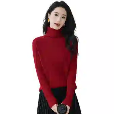 恒源祥 经典高领纯色套头长袖毛衣 女款