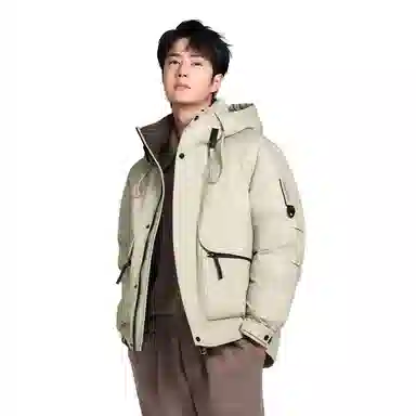 鸭鸭 短款宽松纯色时尚连帽羽绒服 男女同款