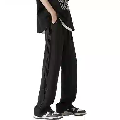 顶峰保罗 冰丝条纹直筒宽松阔腿垂感长裤无性别主义潮牌夏天薄款运动速干痞帅舒适百搭纯色休闲裤 男女同款