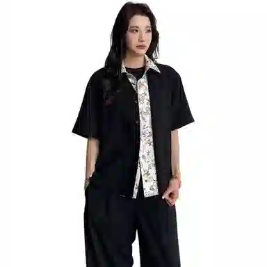 拓菲 痞帅高街复古高级感气质短袖衬衫 男女同款