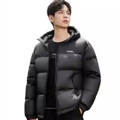 鸭鸭 时尚运动系列 韩版休闲短款连帽外套户外防寒保暖基础款面包羽绒服 通用