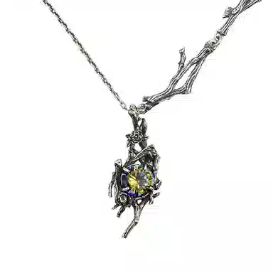 Baomu Black Ice Red Crystal Rose Thorns Necklace Gift Box 925 Silver Women