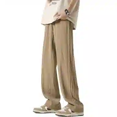 顶峰保罗 冰丝条纹直筒宽松阔腿垂感长裤无性别主义潮牌夏天薄款运动速干痞帅舒适百搭纯色休闲裤 男女同款