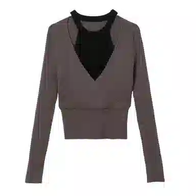 法文箱子 修身假两件简约毛衣 女款