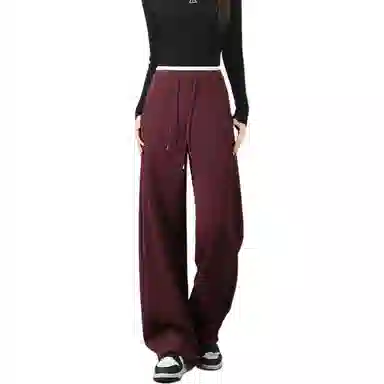 法文箱子 加绒加厚高腰宽松纯色休闲裤 女款