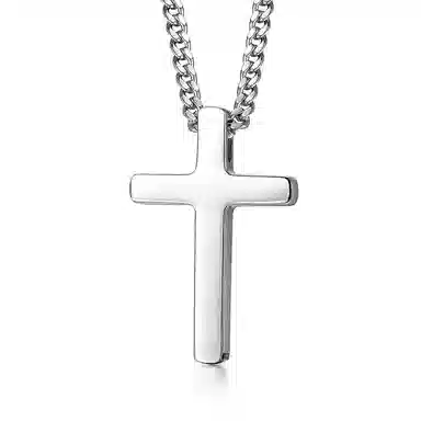 IDEAGEMER Silver Cross Pendant Necklace
