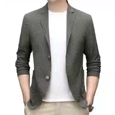 时尚纯色冰丝单排扣休闲商务西轻便舒适有型轻奢百搭西装 男款